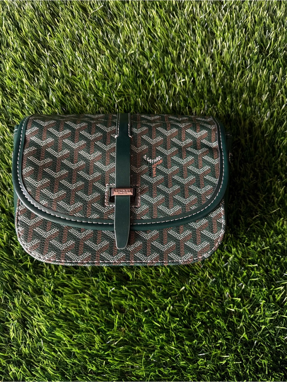 ALO Yoga Green and Brown Crossbody Flap Bag